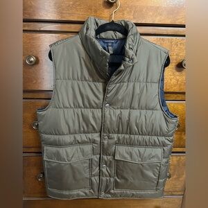 Lands' End Men's Khaki Quilted Puffer Vest